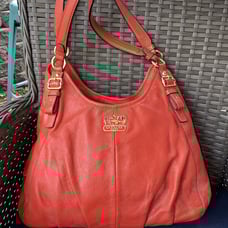 Authentic Coach Madison Maggie Burnt Orange Leather Hobo Shoulder Purse