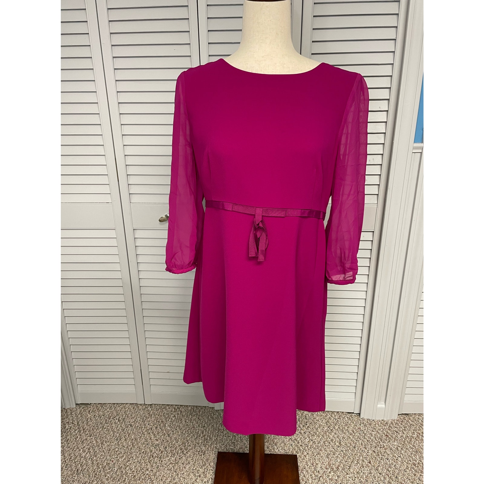 Ted Baker London fuchsia sheer short sleeve party career dress women's size 3