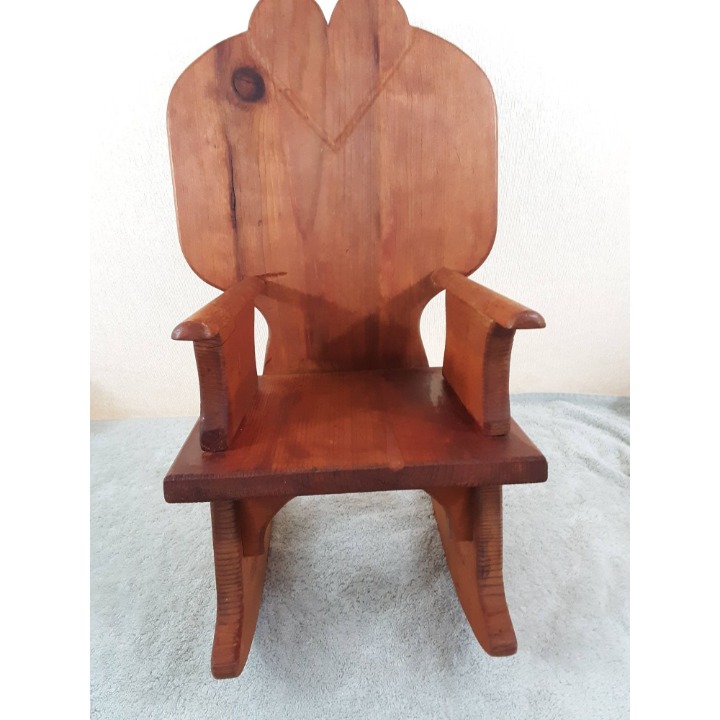 Vintage Handmade Doll Size Red Cedar Wood Rocking Chair 19 x11 x11 High Back