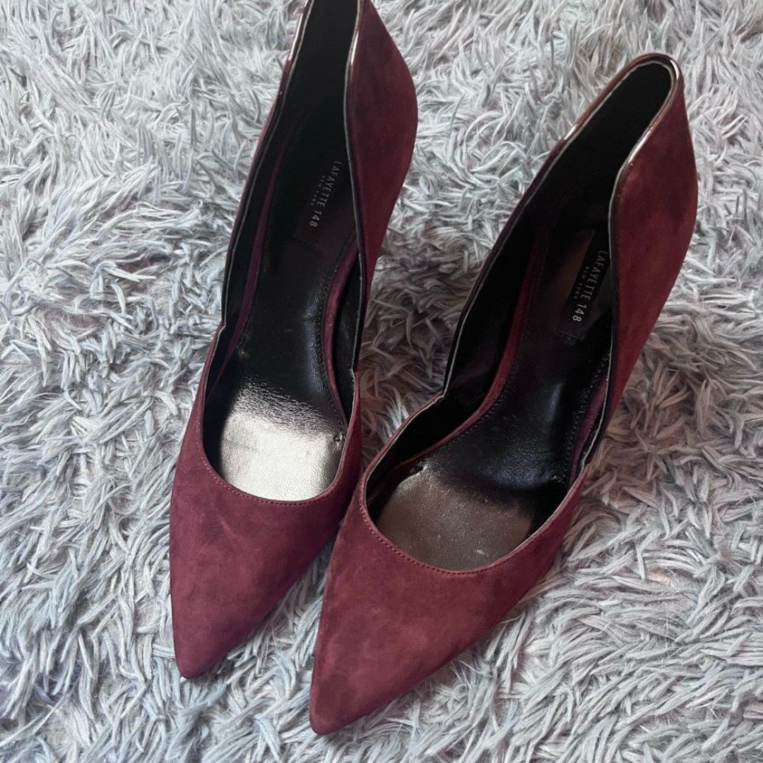 Lafayette 148 New York Hadi Suede Pumps Cabernet Size 10