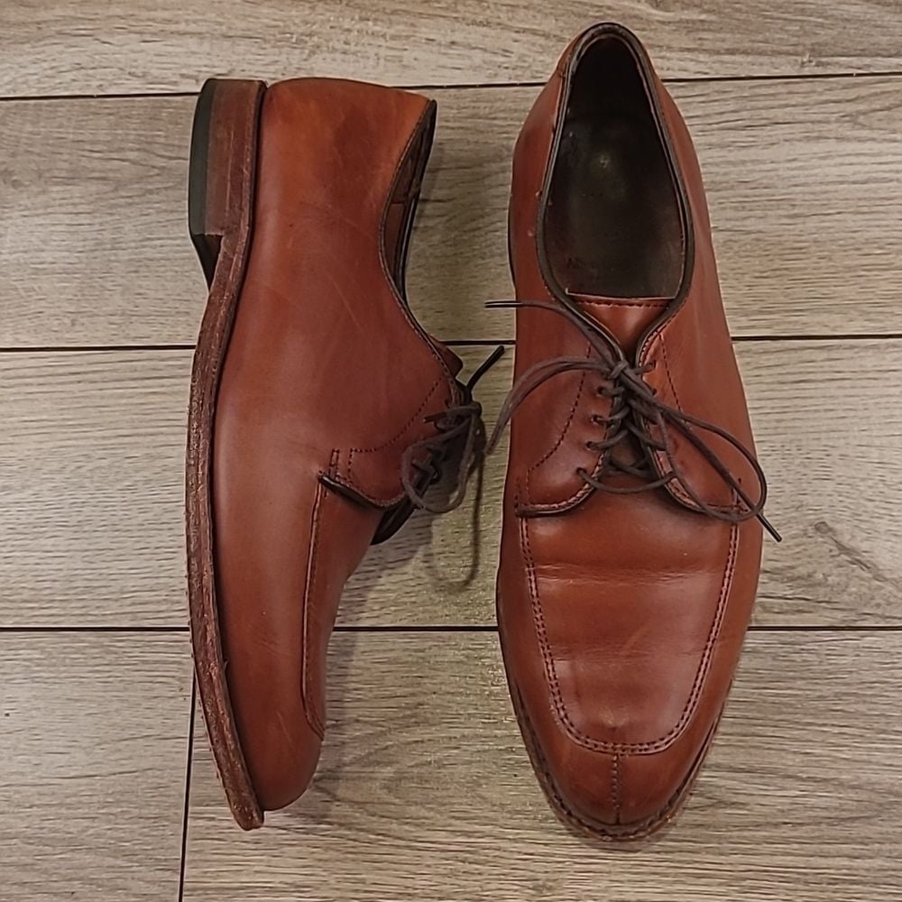 ALLEN EDMONDS Delray Tan Brown Oxfords Sz 7 EEE Split Toe Mens Dress Shoes