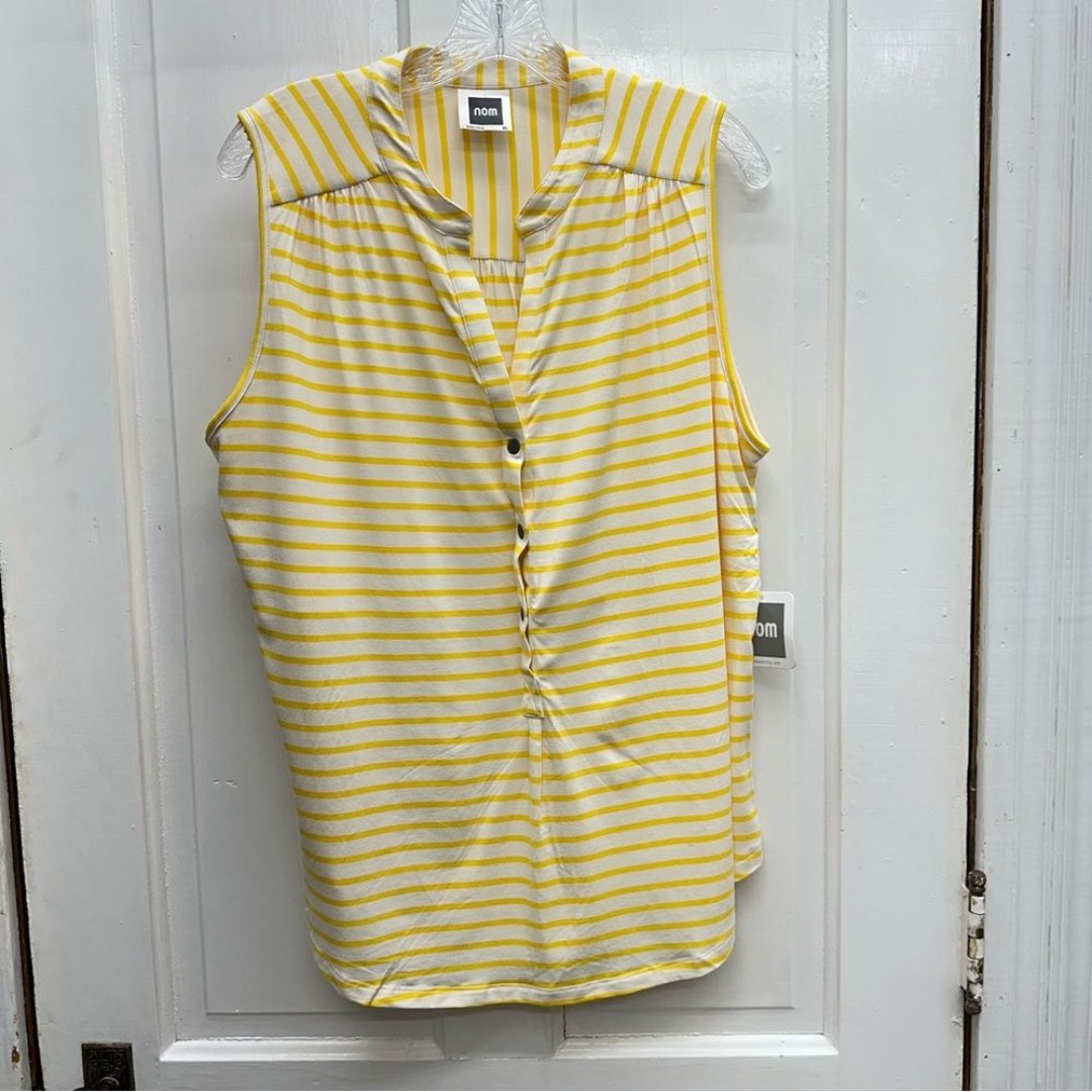 NWT Nom Mia maternity nursing sleeveless shirt blouse women's xl yellow white