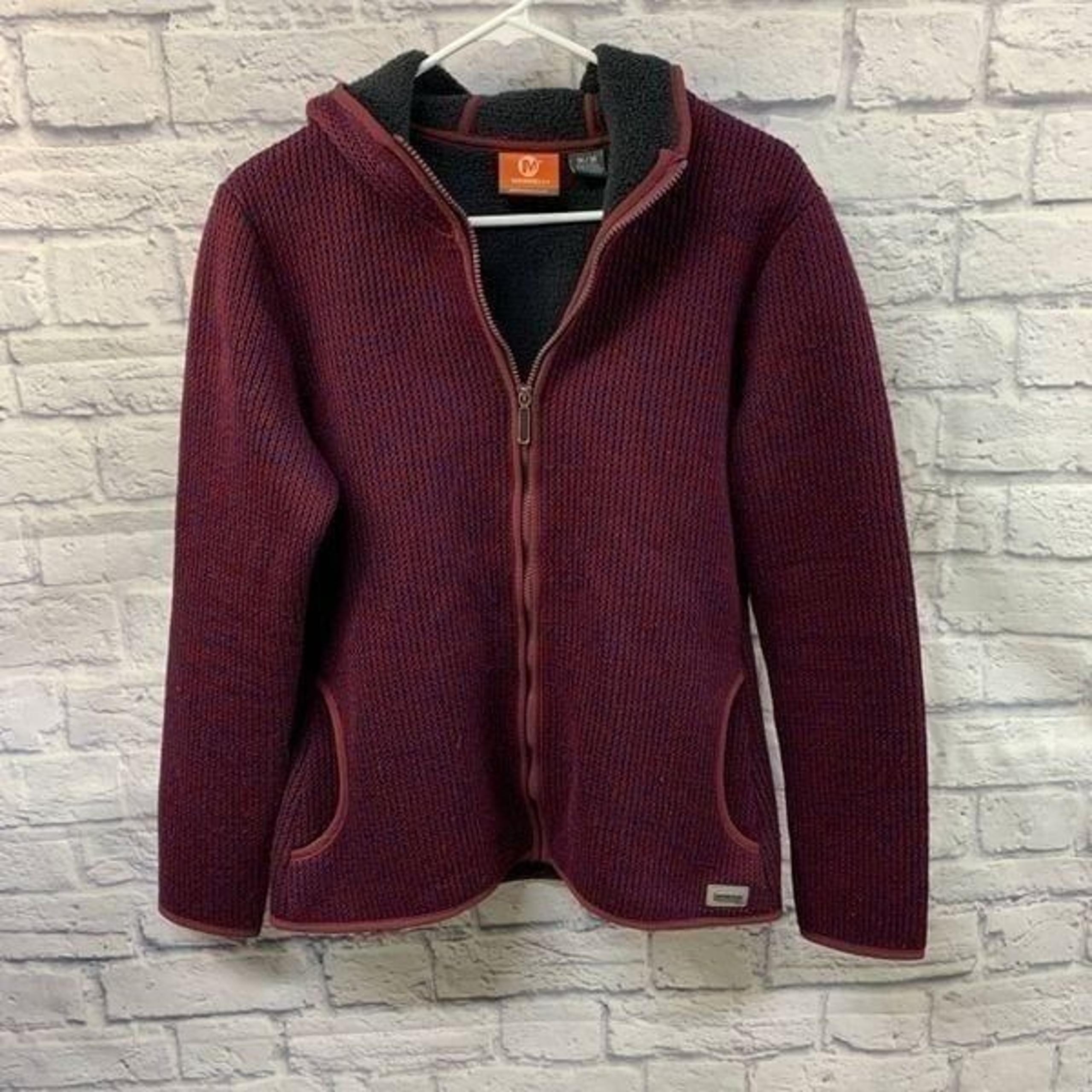 Merrell Fleece Lined Purple Knit Full Zip Sweater Size Medium