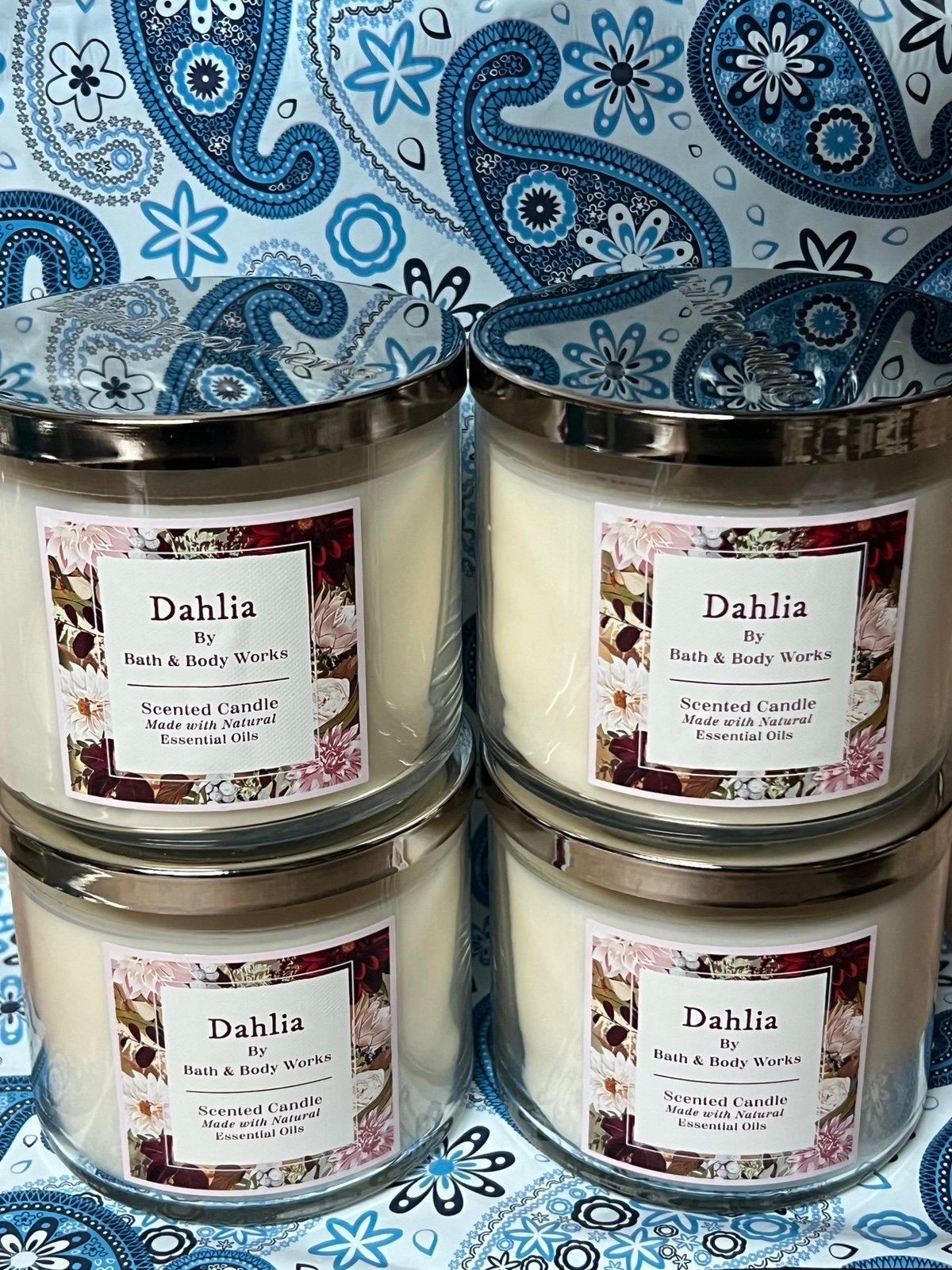 Bath & Body Works (4 Pack) DAHLIA 3 Wick Candle 14.5 Oz New!