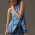 Anthropologie Babydoll Muscle Tank Top in Blue Ruffled Hem Bottoms Size M Fit L