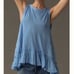 Anthropologie Babydoll Muscle Tank Top in Blue Ruffled Hem Bottoms Size M Fit L