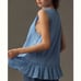 Anthropologie Babydoll Muscle Tank Top in Blue Ruffled Hem Bottoms Size M Fit L