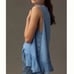 Anthropologie Babydoll Muscle Tank Top in Blue Ruffled Hem Bottoms Size M Fit L