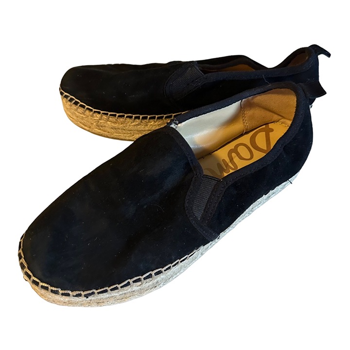 Sam Edelman black espadrille leather flat loafer size 8.5 M