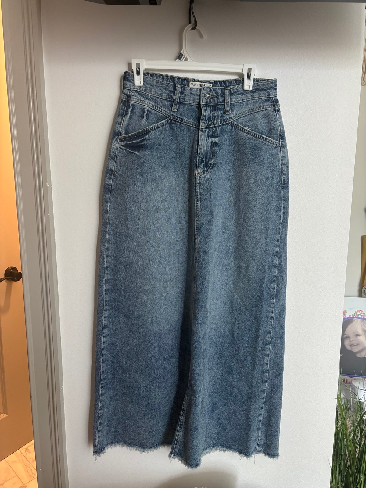 Free People Long Denim Skirt