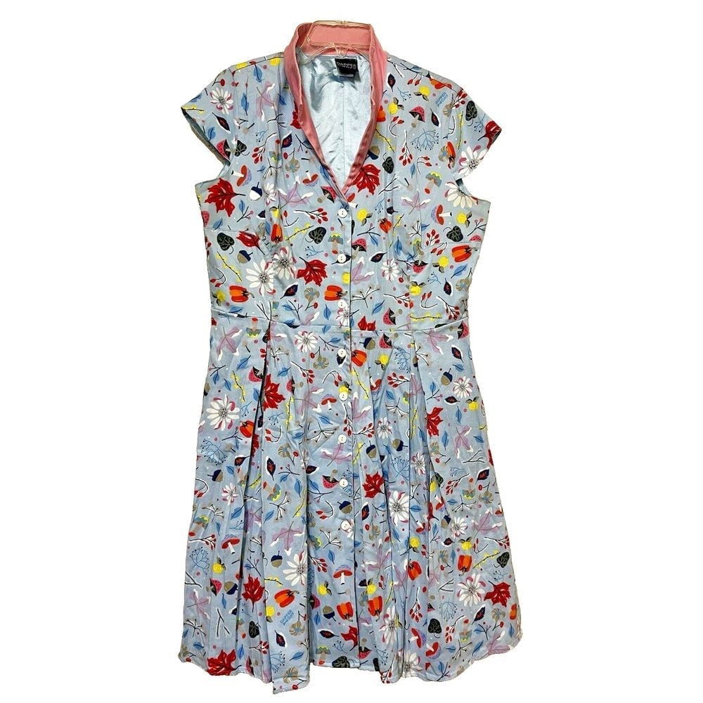 Dapper Day Dress 2X First Frost Disney Mushrooms Nature Pinup 50's Style