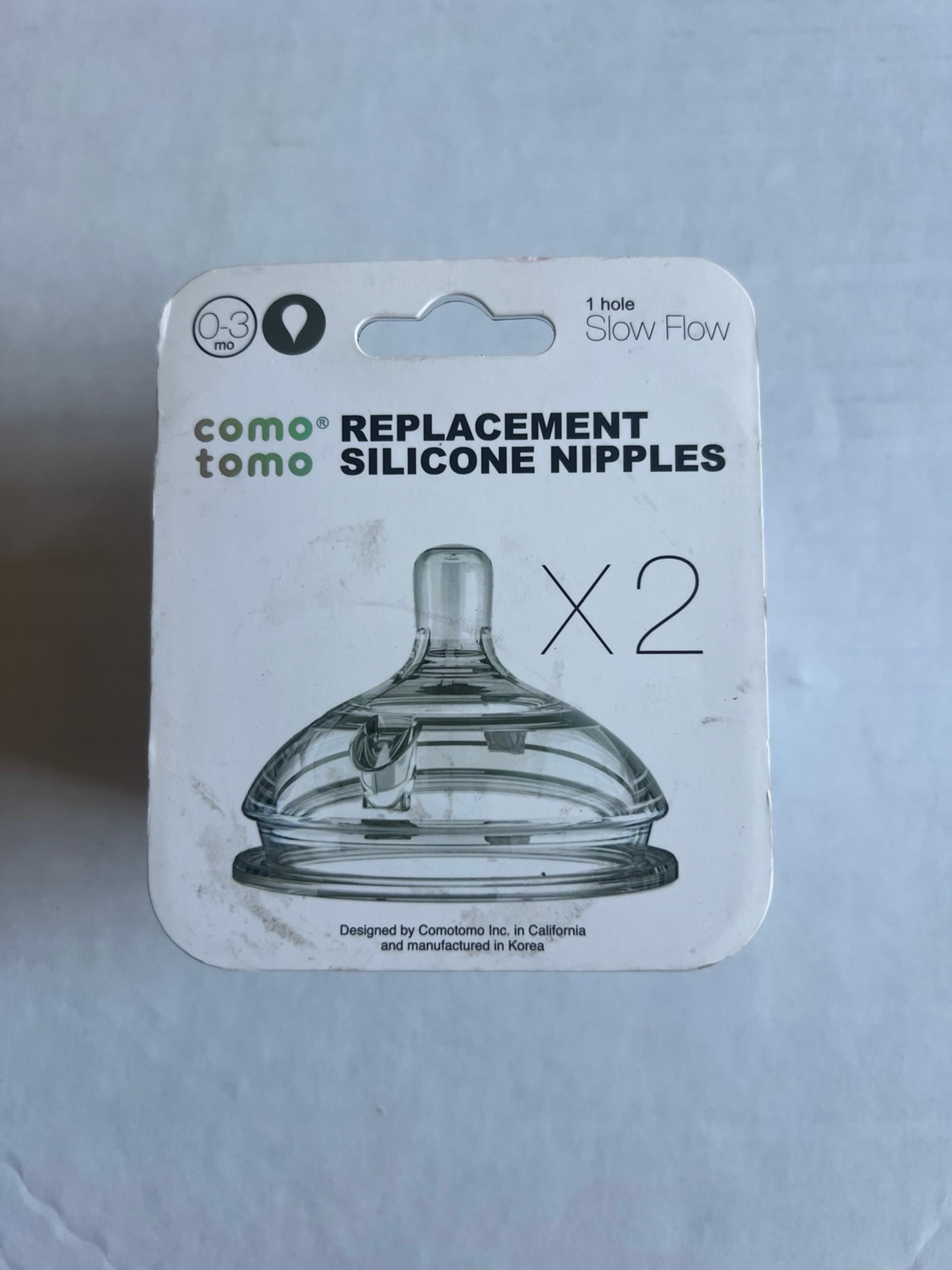ComoTomo Silicone Replacement Nipple 2-Pack: Slow Flow 0-3 months