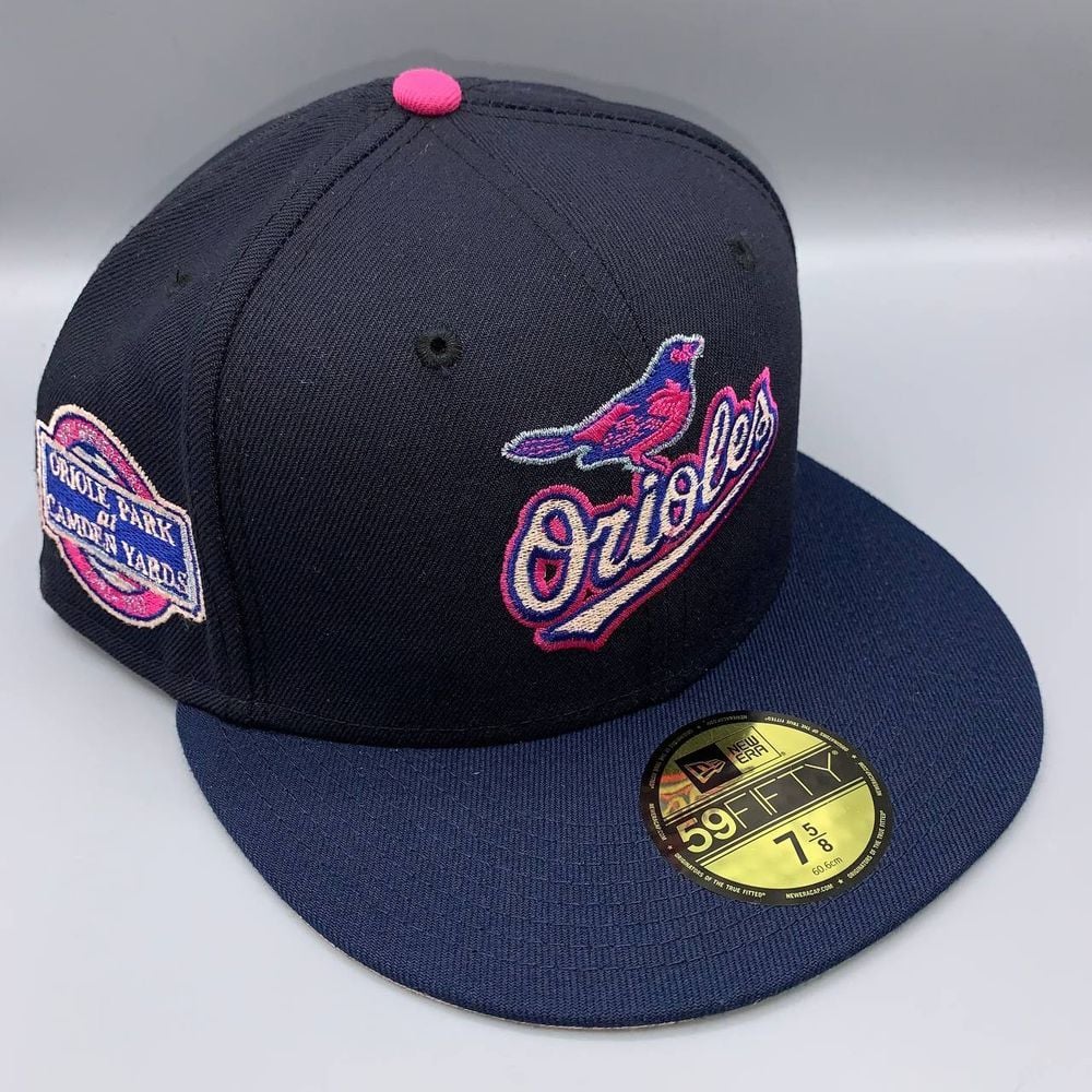 Baltimore Orioles Hat Men 7 5/8 Black Blue 59Fifty New Era MLB Fitted Cap