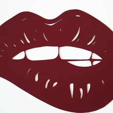 Reflective Cherry Red Lip Plexiglass Wall Decoration, 16 x 11 inches