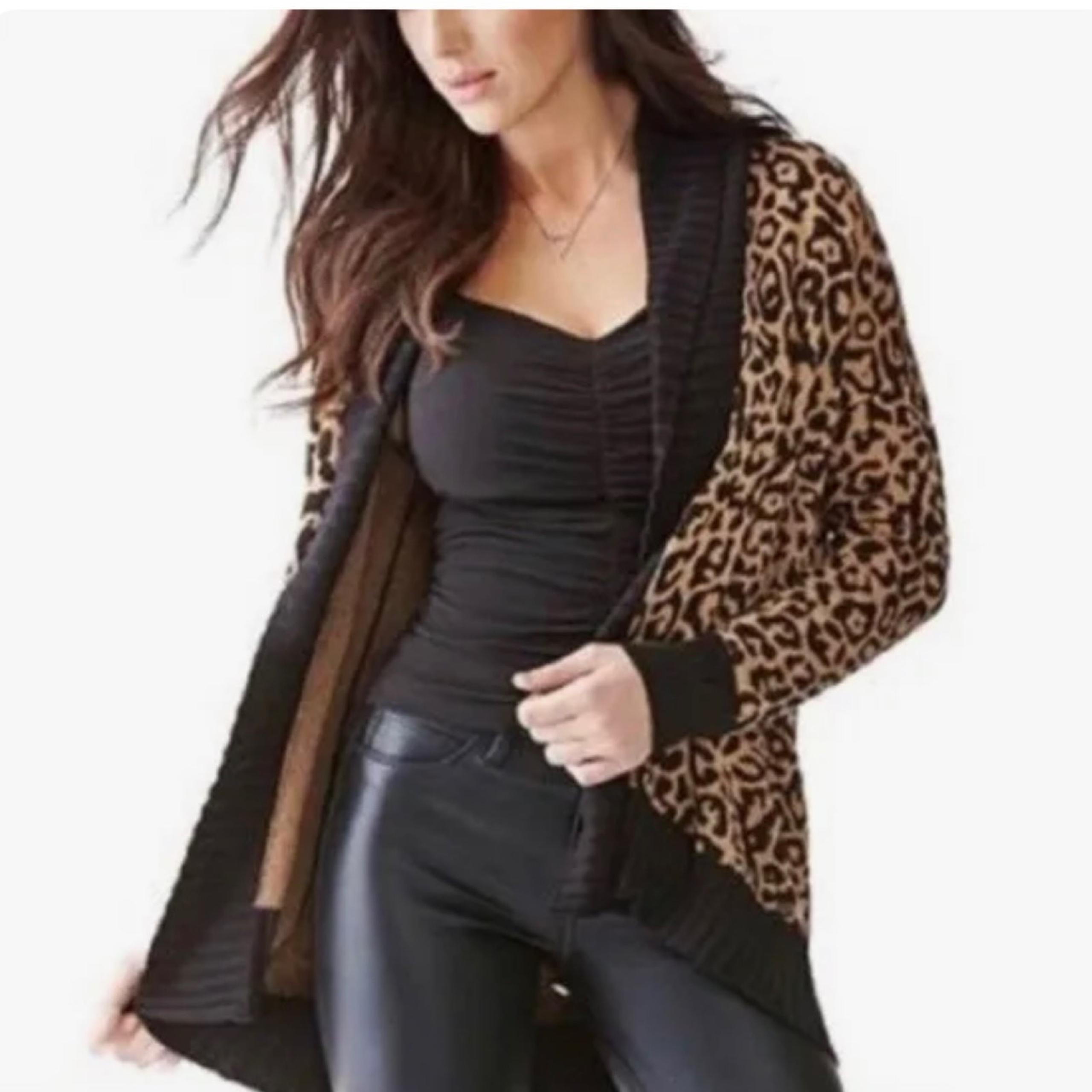 GUESS leopard print cardigan sweater size S