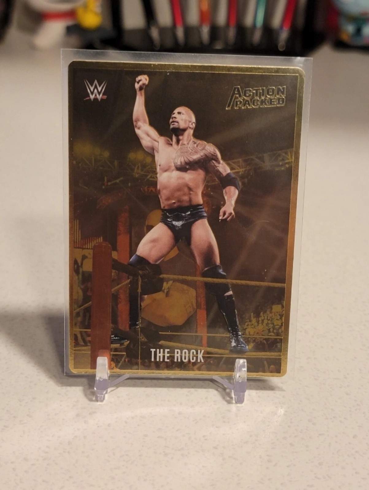 2023 WWE Action Packed 24-Kt GOLD #AP-13 The ROCK SSP