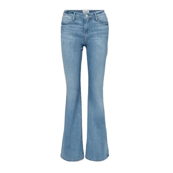 Frame Le High Flared Split Hem Jeans Light Blue Retro Wide Leg Hi-Rise 27