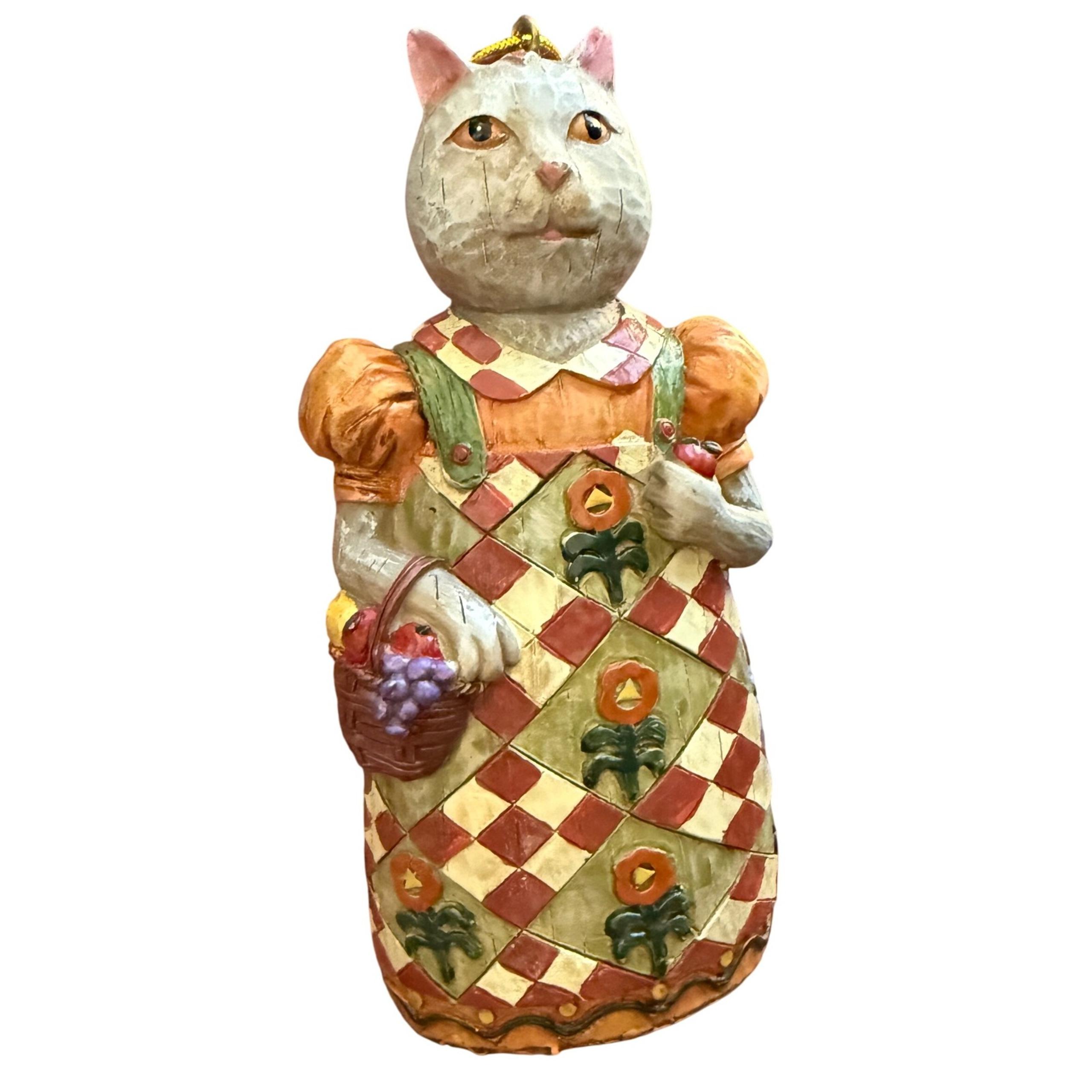 VTG Seymour Mann Cat Ornament Carved Country Holiday Christmas Primitive