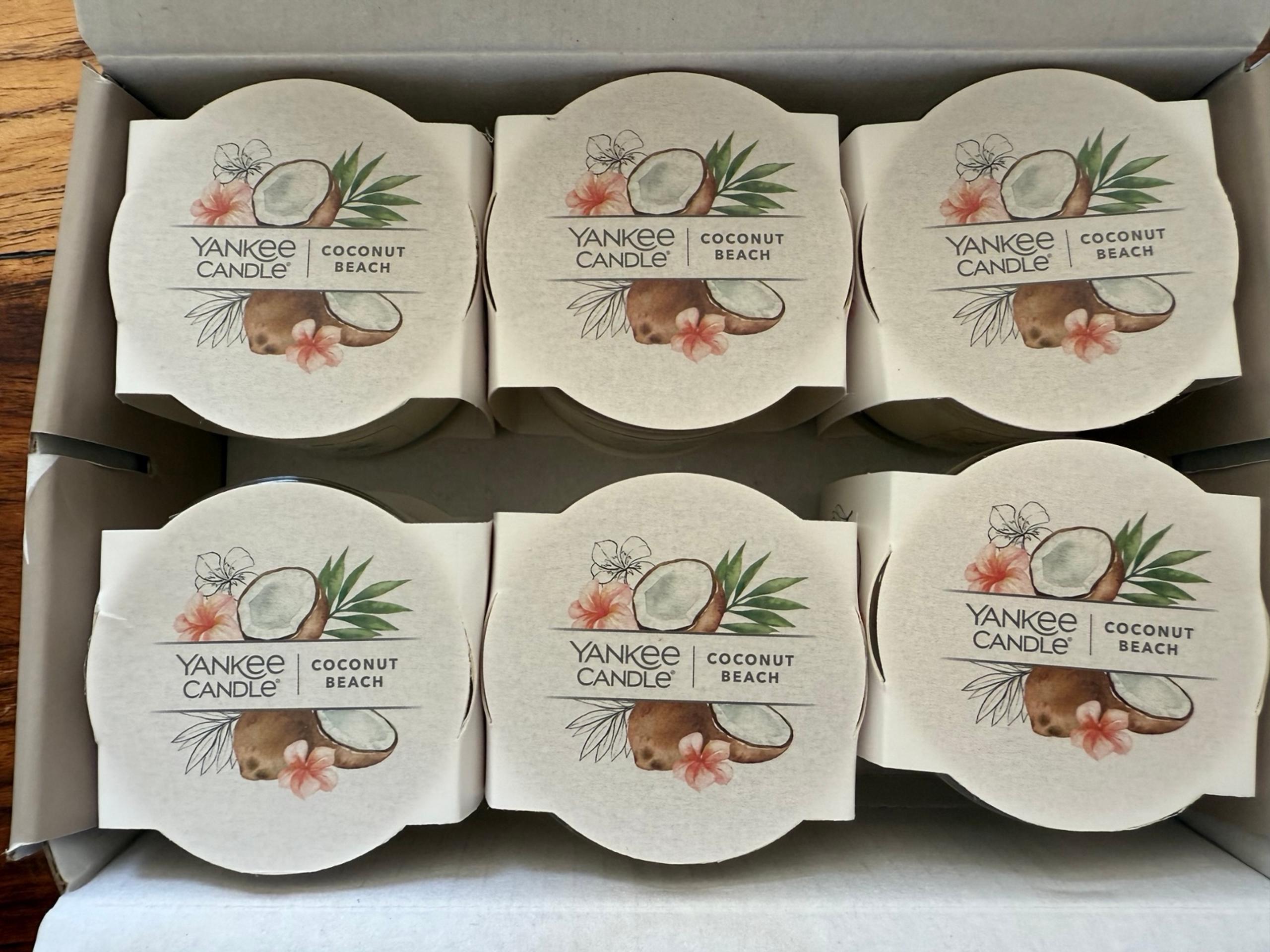 6 COCONUT BEACH Yankee candles 1.3 oz mini 60 hours of burn time!! NEW