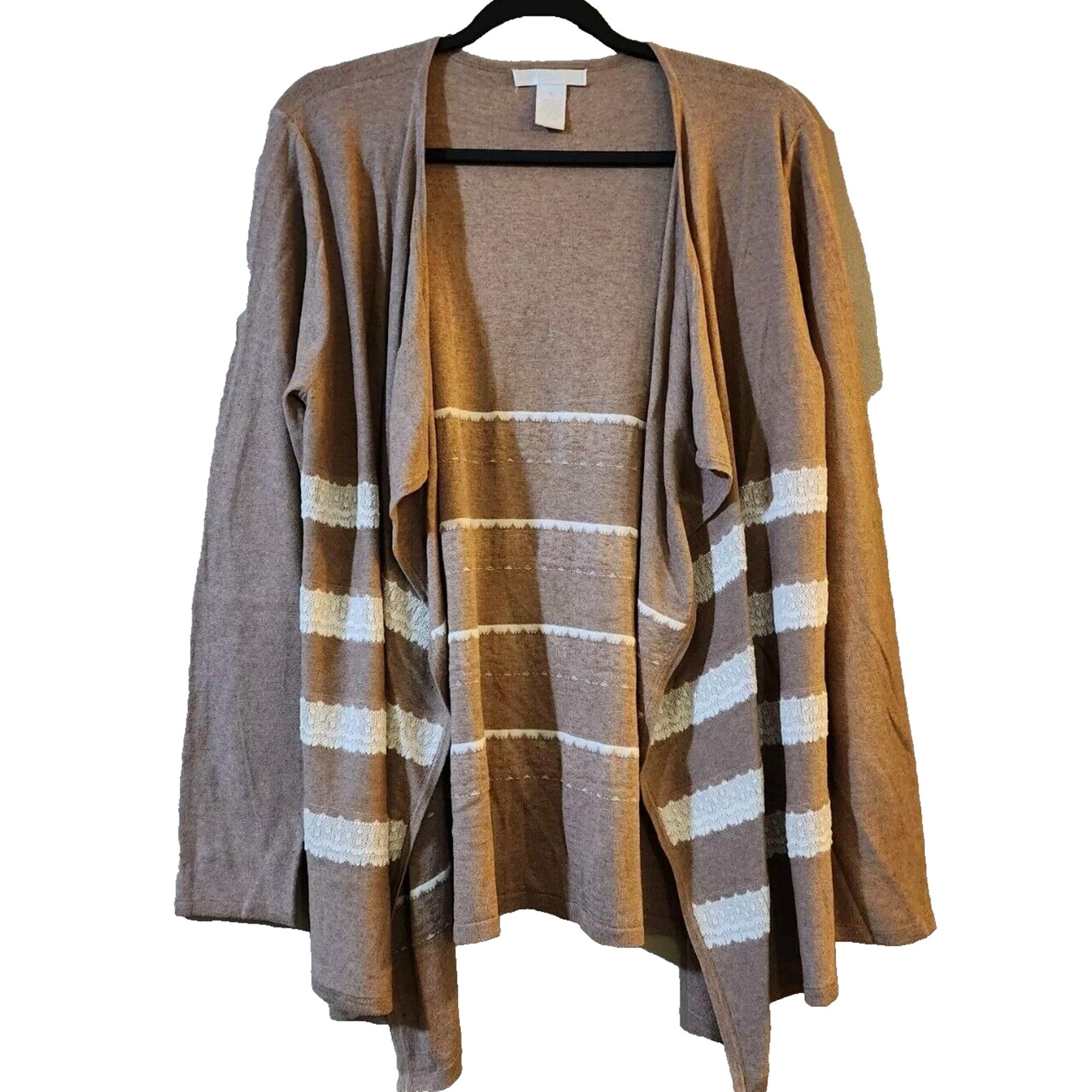 Design History Womens Open Front Waterfall Cardigan Sweater Size XL Beige White
