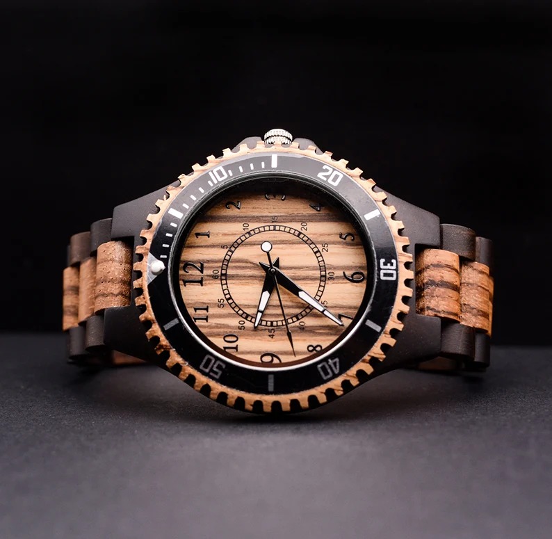 Personalized Gift For Men, Round Wooden Watch, Wood Watch Men, Engraved Watch