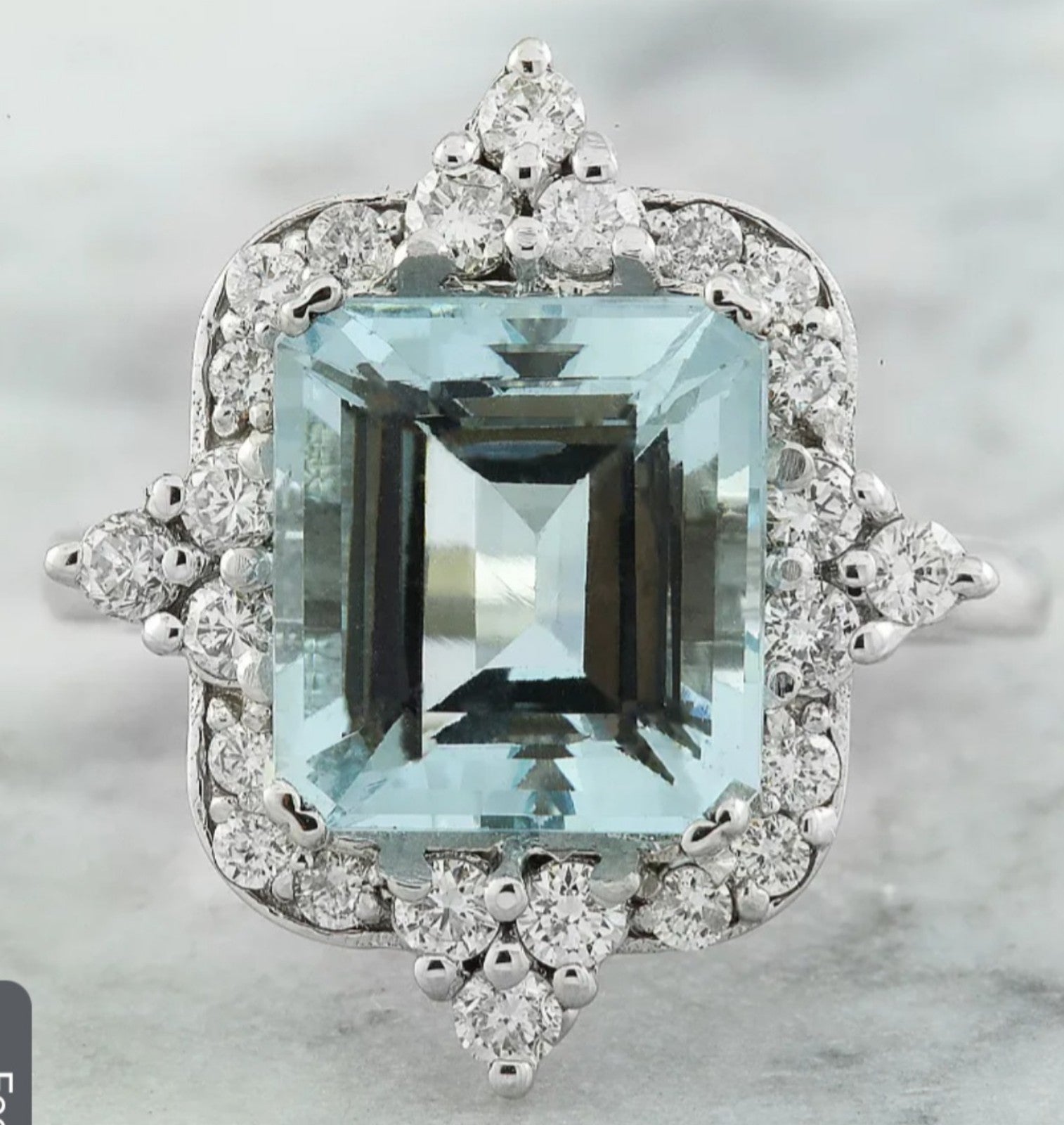 5.05 Carat Aquamarine 18K White Gold Diamond Ring