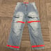 Marithe Francois Girbaud 90s Jeans Red Shuttle Tape Blue Denim Wide Leg 36x34