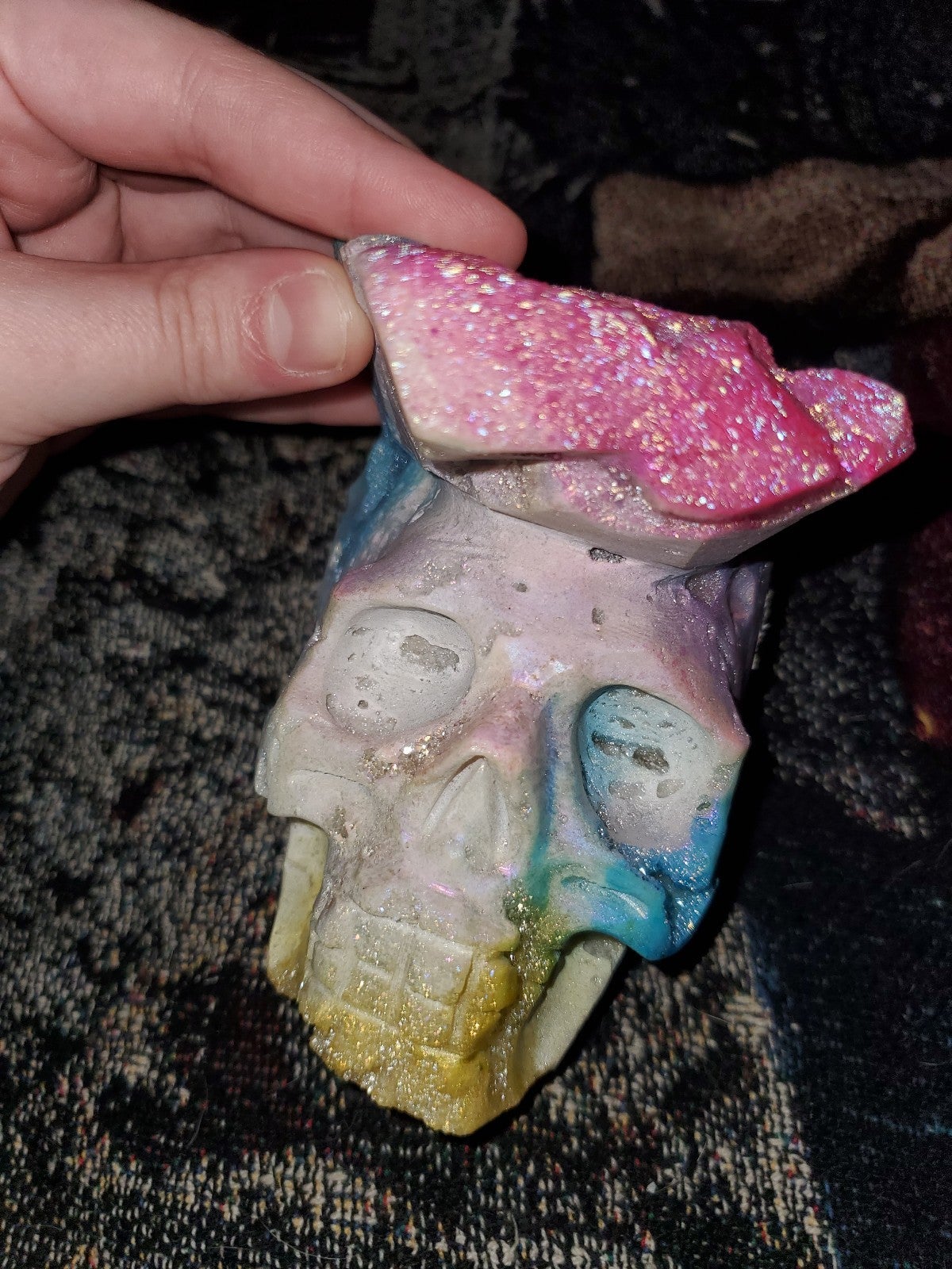 Handcarved Aura Zinc/Sephalerite Giant Raw Skull