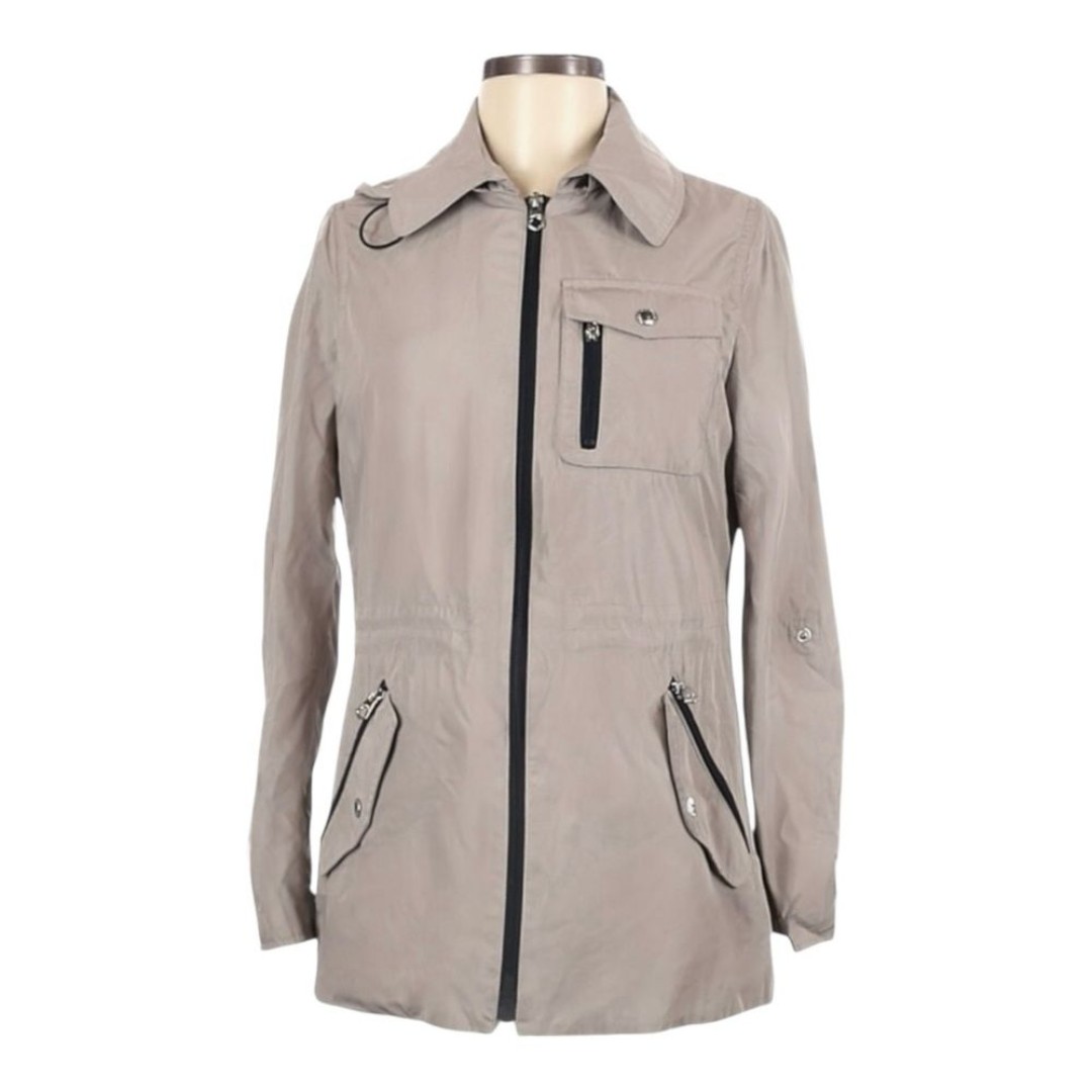 Nautica Beige Classic Hooded Lightweight Utility Jacket Size S