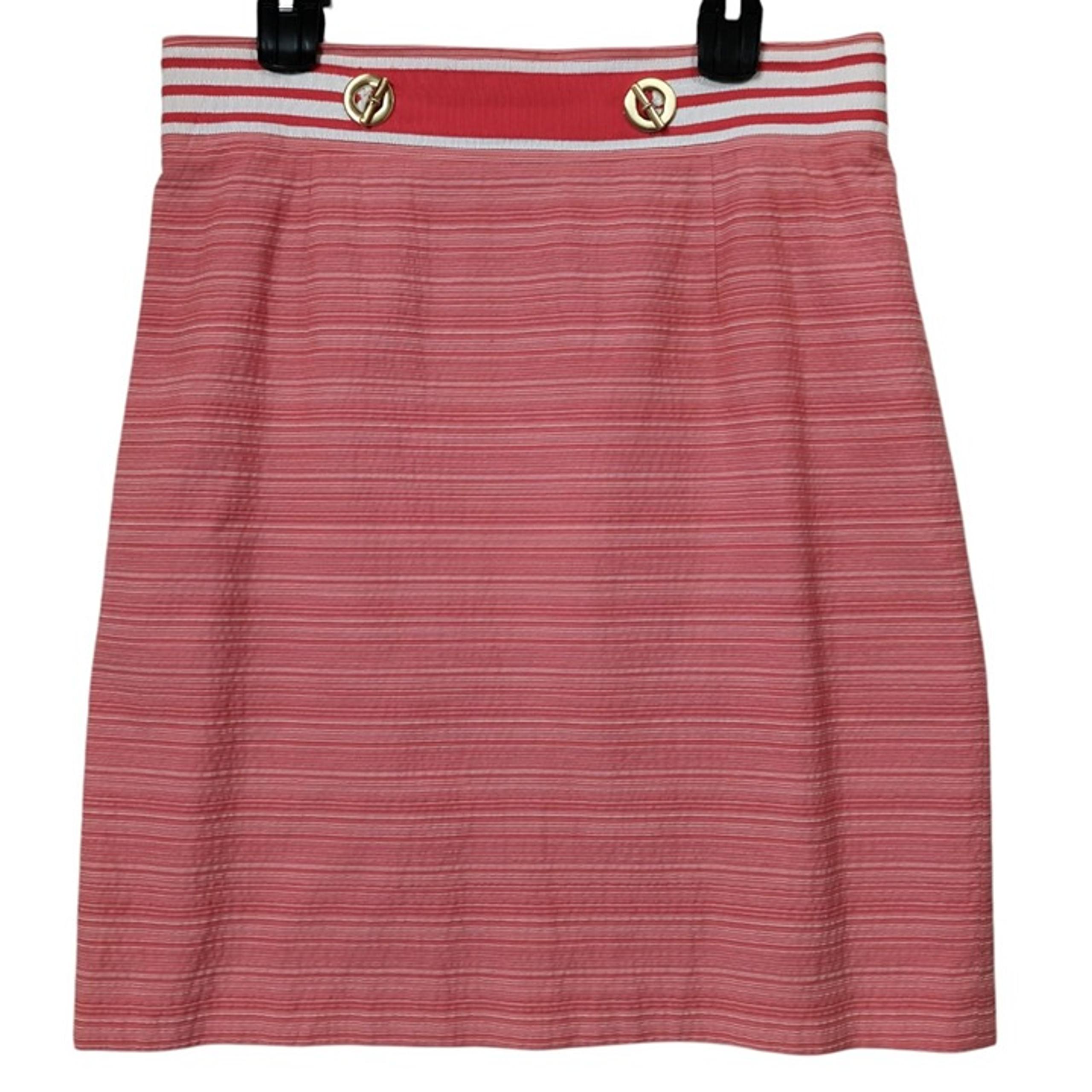 Antonio Melani Red White Nautical Straight High Rise Pencil Skirt Women's 12