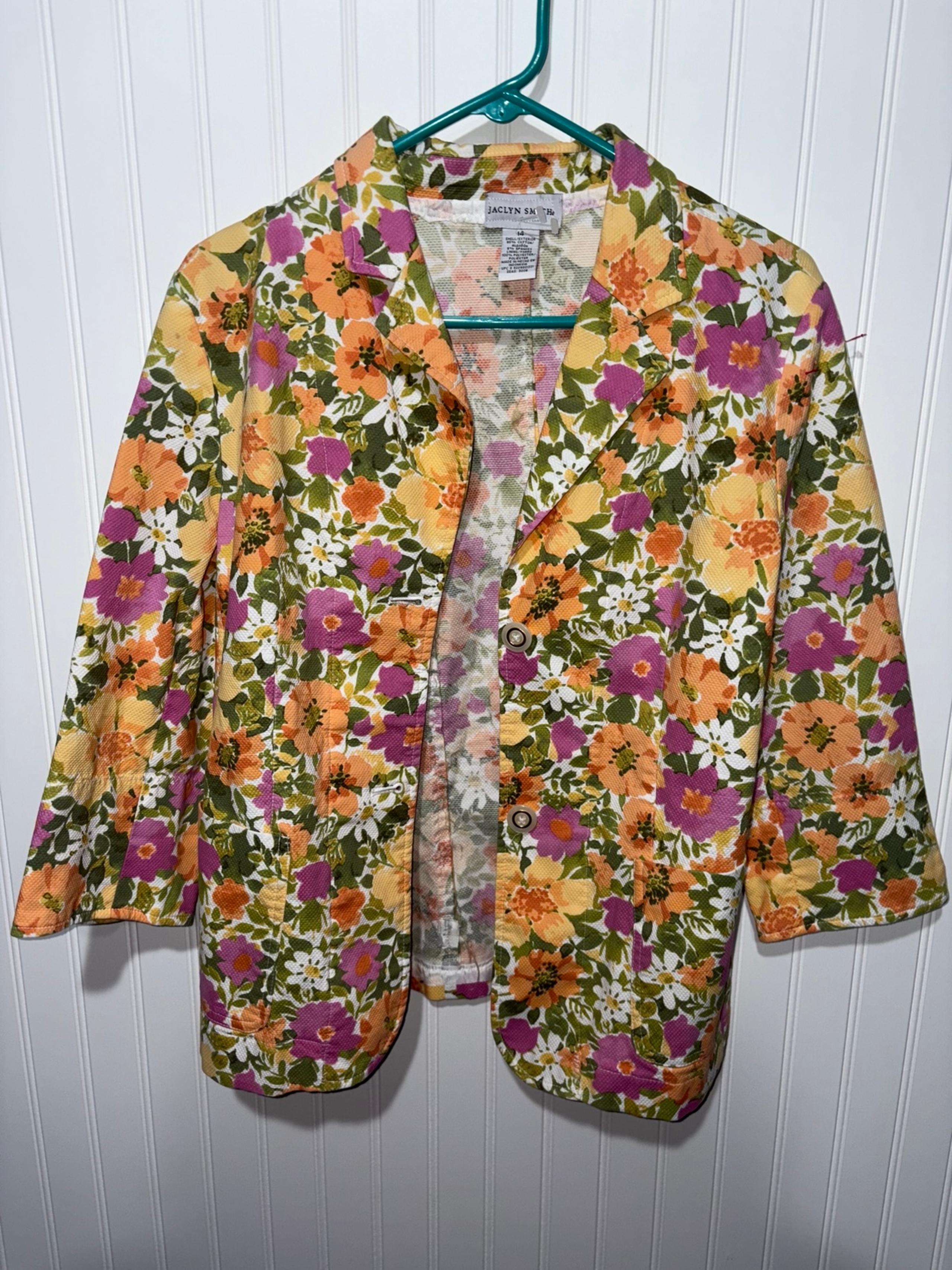 Jaclyn Smith Blazer Vibrant Floral Print|Size 14