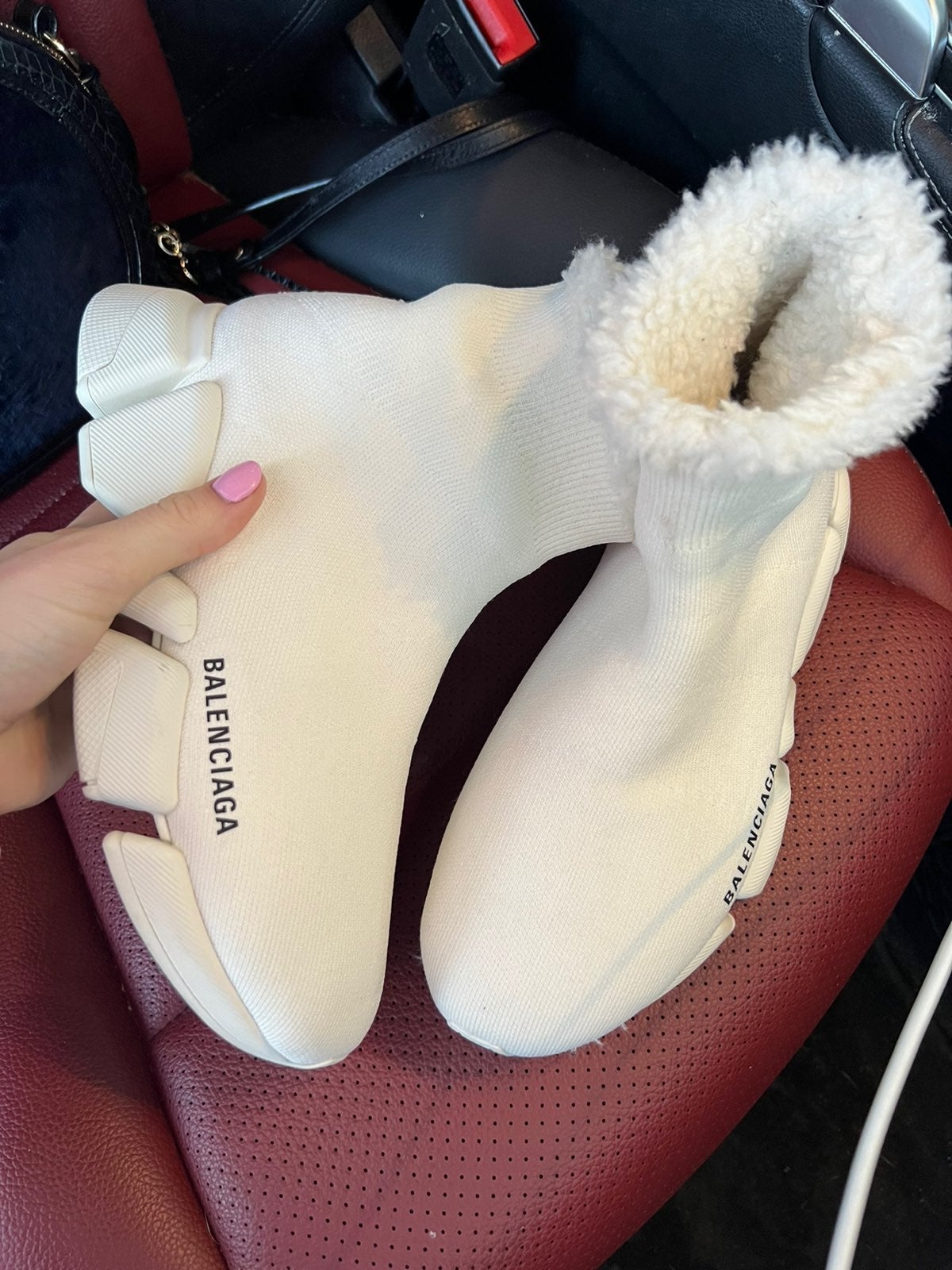 Balenciaga track sneakers fur white