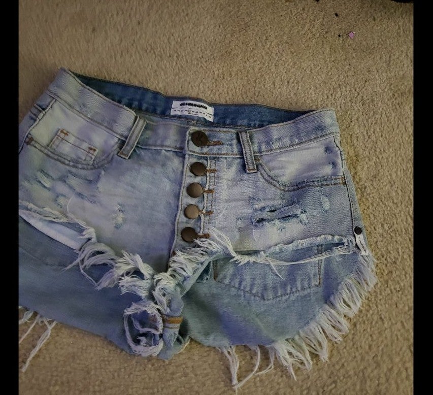 new one Teaspoon denim shorts women's blue