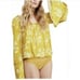Women's Free People One On One Gold bell sleeves Bodysuit NWT size S