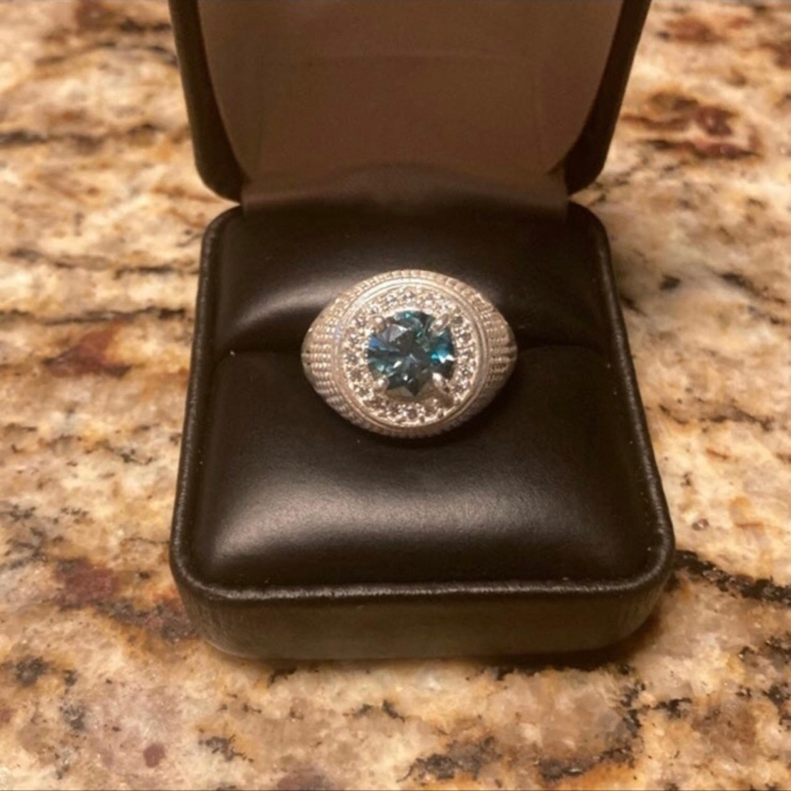 Stunning Certified 4.39CT Earth Mined Blue Diamond Ring Size 8.5