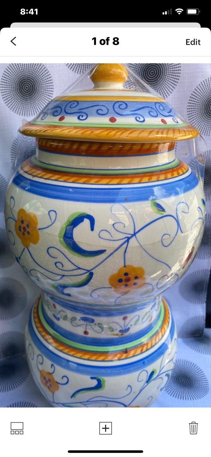 Ginger Jar Lid Blossom Bird Floral