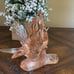Love Birds On Branch Peach Bubbles Murano Style Pressed Art Glass 12.5 x 6.5
