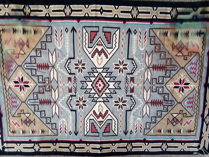 Vintage Navajo Rug Native American Arizona Decor Woven Wool Teec Nos Pos 7'3x4'8