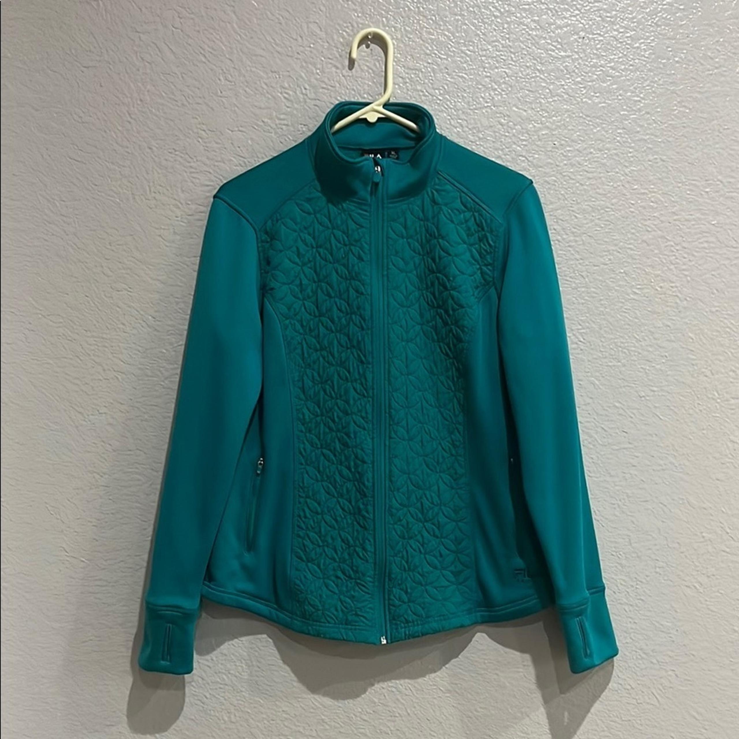 FILA SPORT Women’s Jacket Quilted Activewear Green Sz XL Teal Women's Jacket