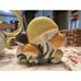 ARNEL'S 1974 Ceramic Pitcher and Napkin Holder Mushrooms Yellow MCM