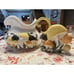 ARNEL'S 1974 Ceramic Pitcher and Napkin Holder Mushrooms Yellow MCM