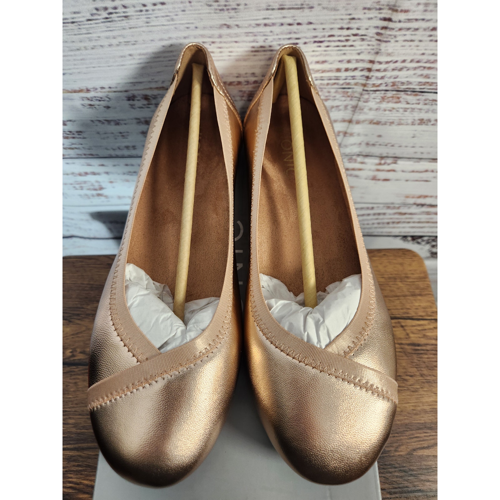 VIONIC Caroll Metallic rose gold ballet flats women's size 6.5