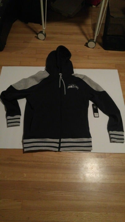 Mens M Seattle Seahawks Zip Up Hoodie Sweatshirt New MSRP 90 Embroidered