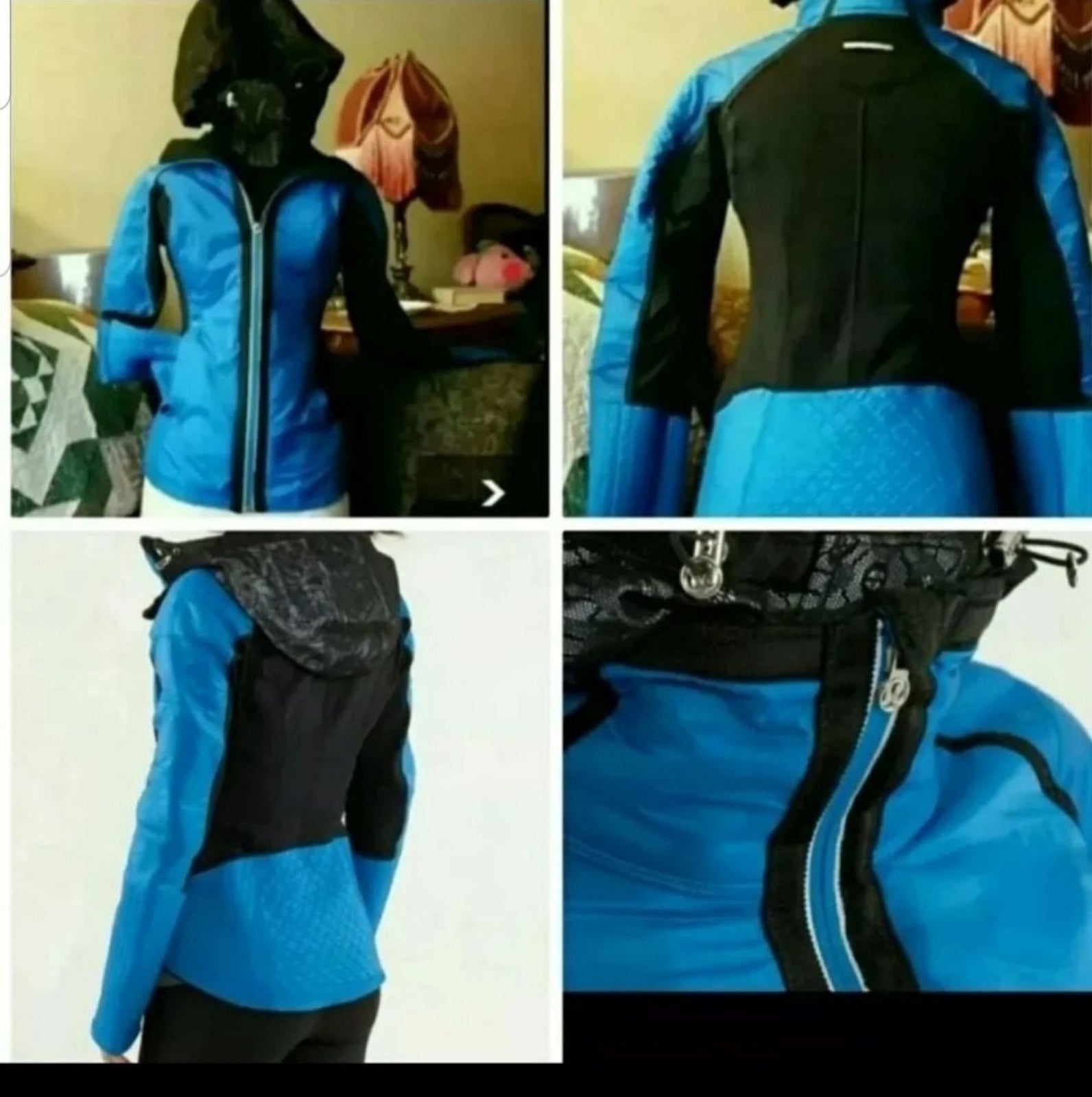 LULULEMON SIZE 4 RUN BUNDLE UP BLUE and BLACK LACEOFLAGE