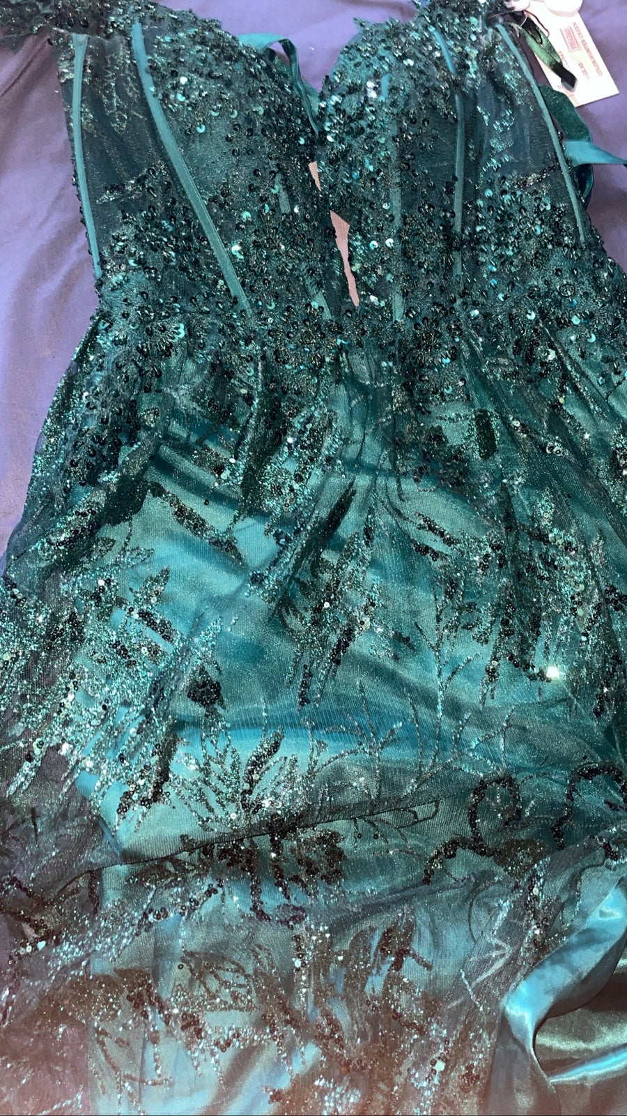 Emerald green prom dress