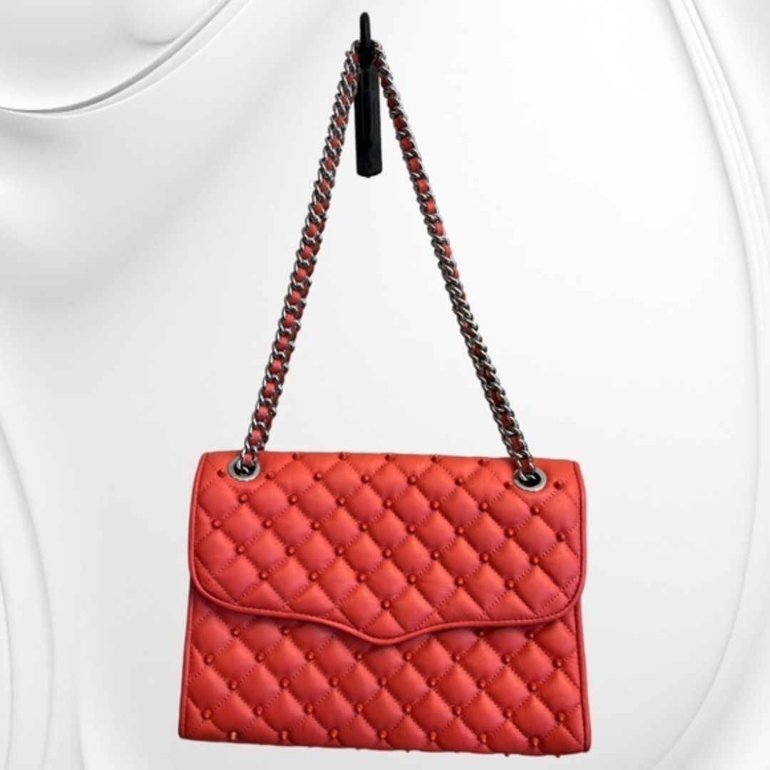 Rebecca MINKOFF coral studded quilted cross body purse EXCELLENT condition
