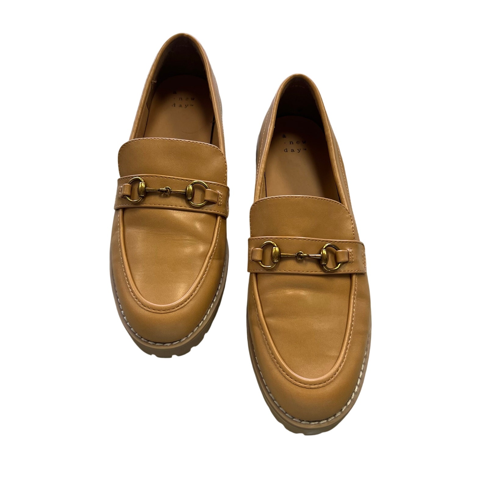 NEW A New Day Women's Tan Gold Hardware Danica Platform Loafer Shoes Size 8.5