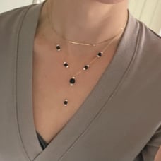 Necklace vintage gorgeous 14k onyx and pearl
