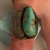 NATIVE - Large Odd Shaped Turquoise Cabochon Ring W/Large Leaf Design