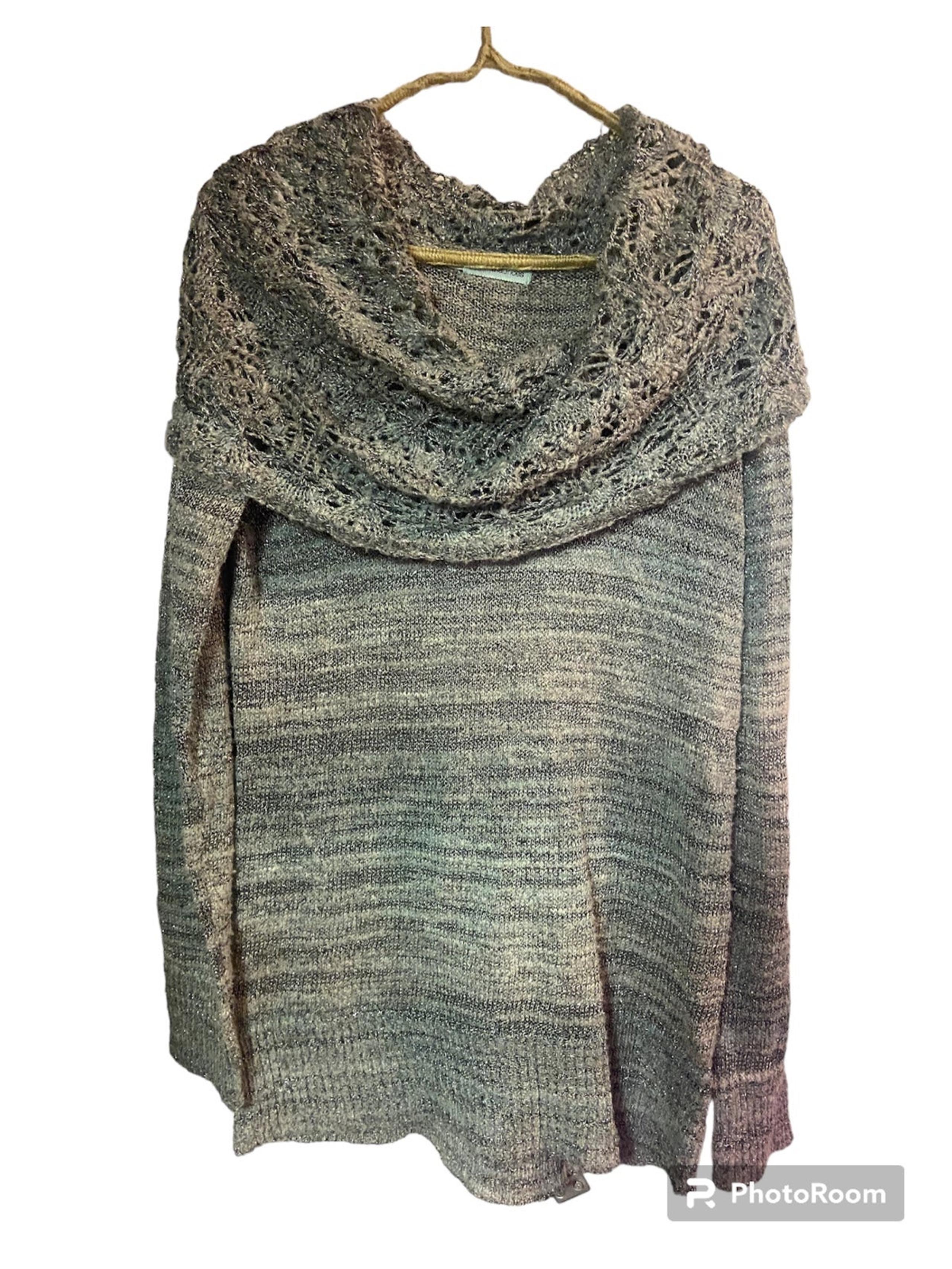 Maurices knit off shoulder metallic grey cowl Sweater ladies extra large xl